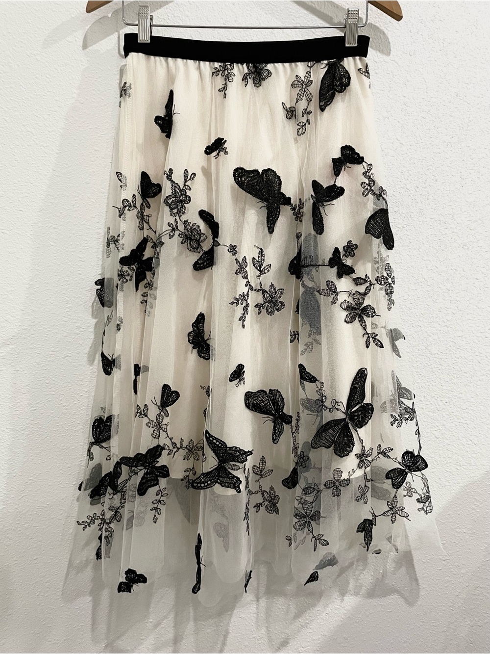 ChicWish Black Butterfly Embroidered Tulle Skirt Fairy Whimsigoth Lace